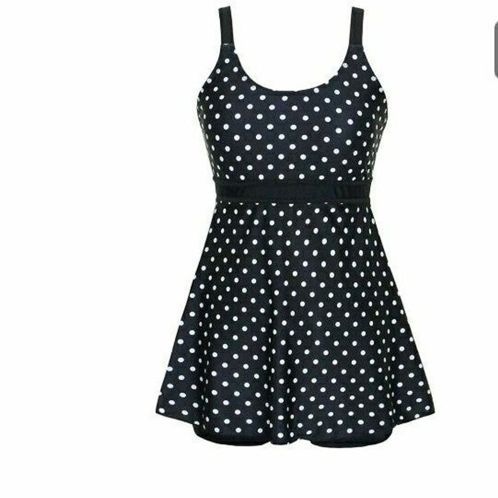 Danify tankini swimsuit swim dress 20 black white polka dots 2x 3x xxl summer